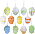 CCINEE 12Pcs Plastic Easter Eggs Ornaments Printed Hanging Eggs for Spring Easter Tree Hanging Decoration Home & Garden > Decor > Seasonal & Holiday Decorations CCINEE 12 Pcs  