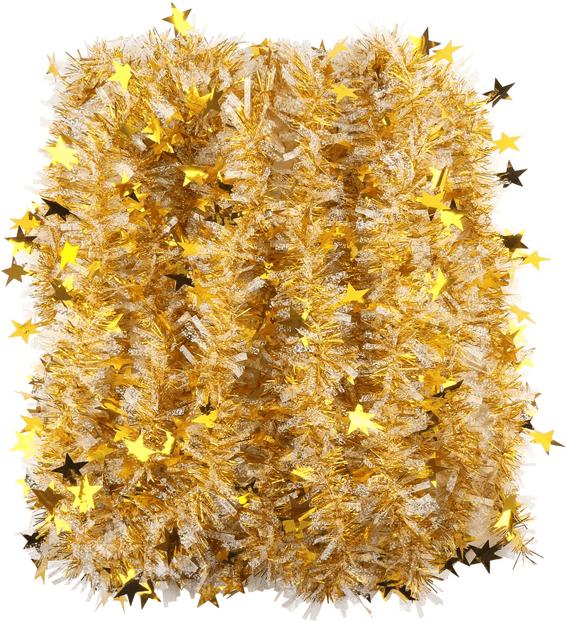 CCINEE 33FT Valentine'S Day Tinsel Garland,Red Heart Metallic Garland Decor for Wedding Party Hanging Decoration Supply Home & Garden > Decor > Seasonal & Holiday Decorations CCINEE Gold  