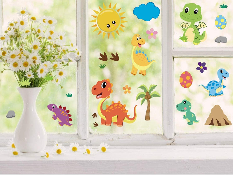 CCINEE 85 PCS Dinosaur Window Cling Decals for Kids,Assorted Cute Dinosaur Foot Print Eggs Window Sticker Decorations for Kids Toddlers Home & Garden > Decor > Seasonal & Holiday Decorations CCINEE   