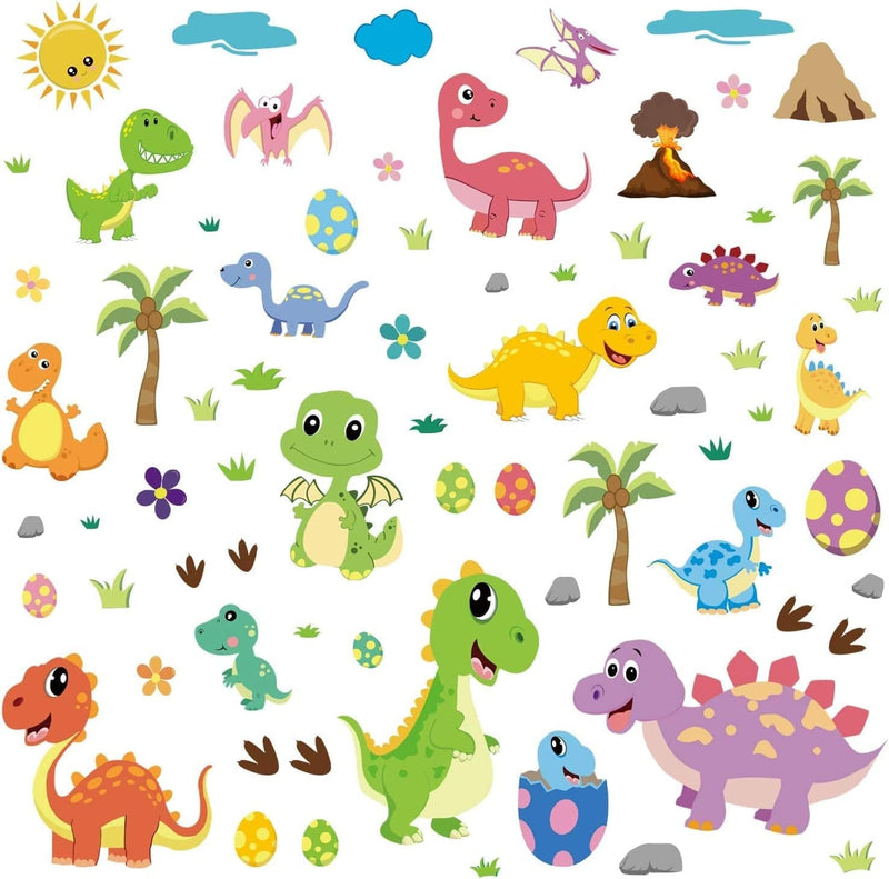 CCINEE 85 PCS Dinosaur Window Cling Decals for Kids,Assorted Cute Dinosaur Foot Print Eggs Window Sticker Decorations for Kids Toddlers Home & Garden > Decor > Seasonal & Holiday Decorations CCINEE   