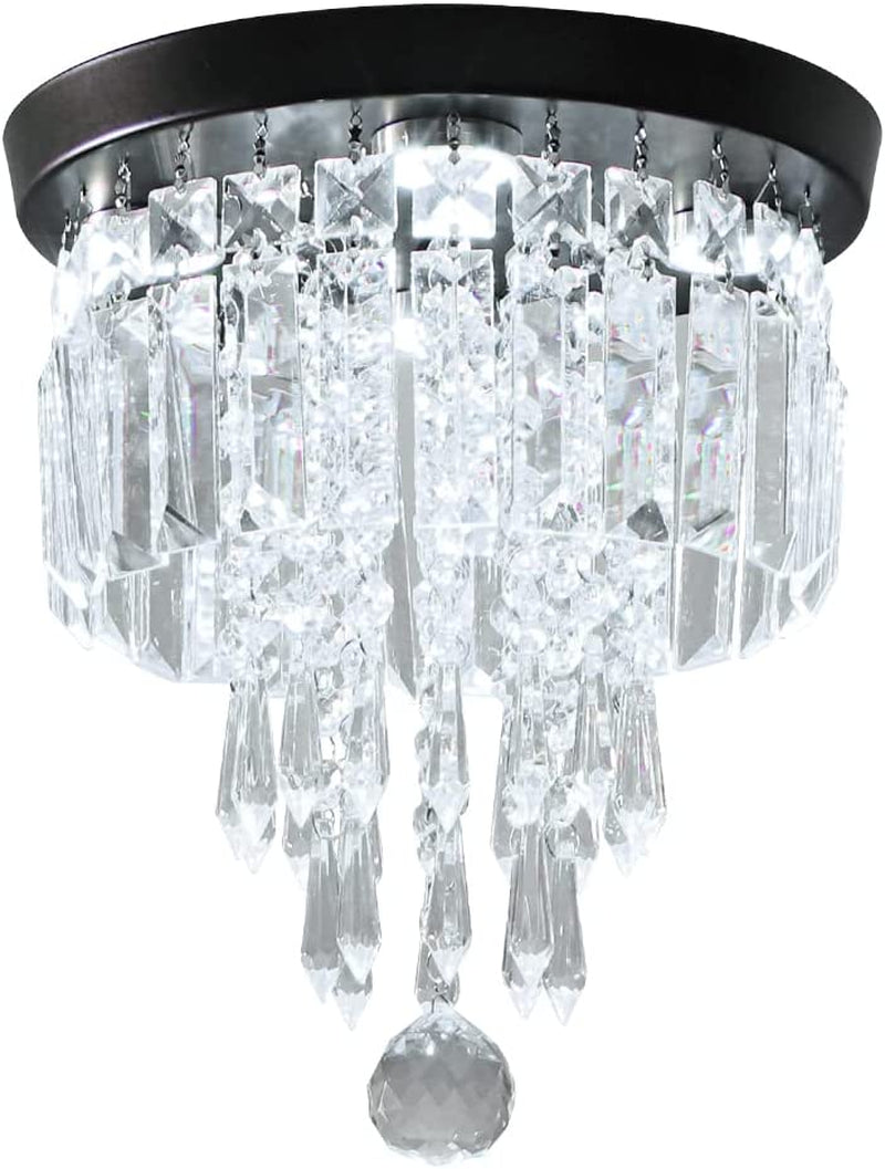 Modern Mini Crystal Chandelier LED Ceiling Lamp 4-Lights Flush Mount Pendant Light Fixture for Bedroom Hallway Kitchen Staircase (Black, Cold White) Home & Garden > Lighting > Lighting Fixtures > Chandeliers Artist Unknown   