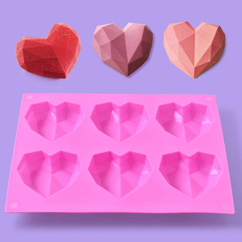 Cozihom Diamond Heart Shape Silicone Molds, Non-Stick, BPA Free, Silicone Heart Molds for Cake Baking, Chocolate, Dessert, Jelly, Ice Cube and Homemade Soap, 2 Pack Home & Garden > Kitchen & Dining > Cookware & Bakeware Cozihom   