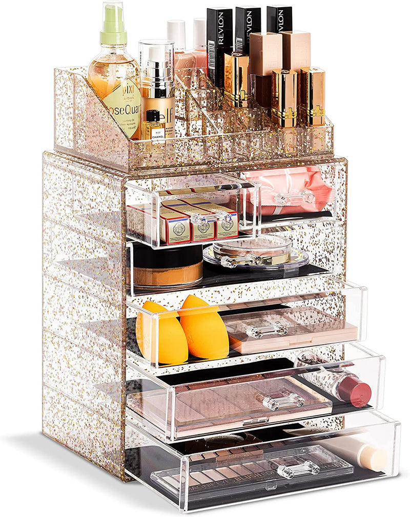 Sorbus Clear Cosmetic Makeup Organizer - Make up & Jewelry Storage, Case & Display - Spacious Design - Great Holder for Dresser, Bathroom, Vanity & Countertop (4 Large, 2 Small Drawers) Home & Garden > Household Supplies > Storage & Organization Sorbus Glitter 4 Large, 2 Small Drawers 