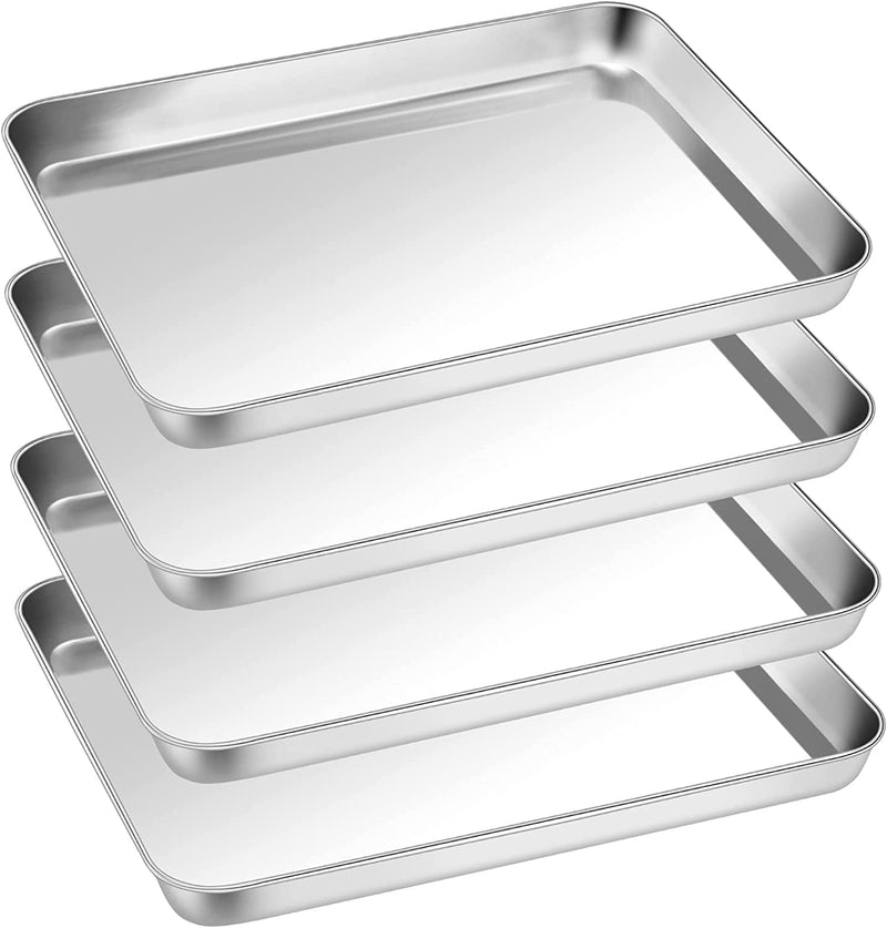 P&P CHEF Baking Cookie Sheet Set of 2, Stainless Steel Baking Sheets Pan Oven Tray, Rectangle 16”X12”X1”, Non Toxic & Durable Use, Mirror Finished & Easy Clean Home & Garden > Kitchen & Dining > Cookware & Bakeware P&P CHEF 4 12.5 x 9.7 inch 