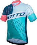 ROTTO Mens Cycling Jersey Short Sleeve Bike Shirt Racing Series Sporting Goods > Outdoor Recreation > Cycling > Cycling Apparel & Accessories ROTTO B Pink-blue-green X-Large 