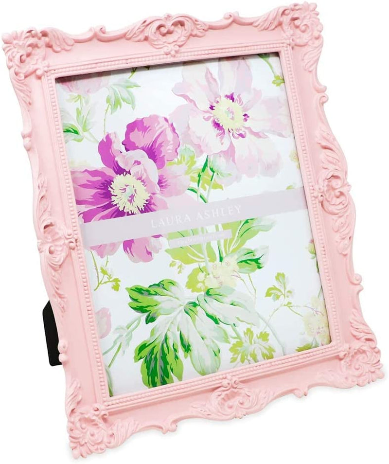 Laura Ashley 5X7 Black Ornate Textured Hand-Crafted Resin Picture Frame with Easel & Hook for Tabletop & Wall Display, Decorative Floral Design Home Décor, Photo Gallery, Art, More (5X7, Black) Home & Garden > Decor > Picture Frames Laura Ashley Pink 8x10 