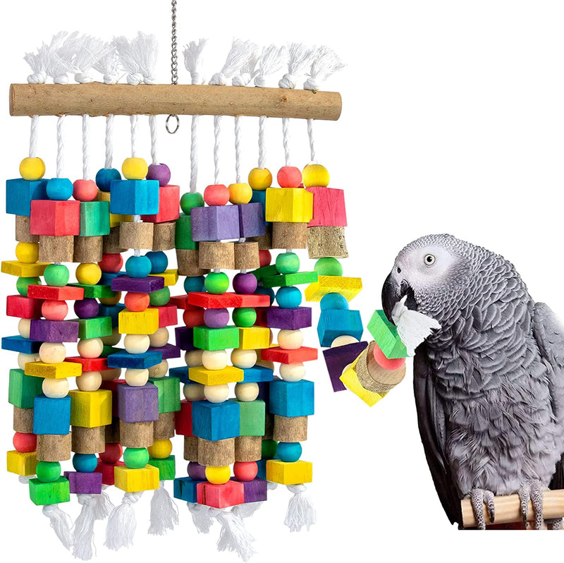 AK KYC Large Bird Parrot Toys, Multicolored Natural Wooden Blocks Bird Parrot Tearing Toys Suitable for Macaws Cockatoos,African Grey and a Variety of Parrots Animals & Pet Supplies > Pet Supplies > Bird Supplies > Bird Toys AK KYC C  