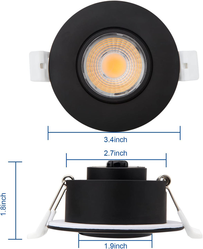 Led Gimbal Light 3 Inch 8W 700 Lumens IC Rated Gimbal Adjustable Recessed LED Downlight Energy Star ETL Approved (4Pack 3000K Warm White, Black)