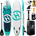 Highpi Inflatable Stand up Paddle Board 10'6''/11' Premium SUP W Accessories & Backpack, Wide Stance, Surf Control, Non-Slip Deck, Leash, Paddle and Pump, Standing Boat for Youth & Adult Sporting Goods > Outdoor Recreation > Winter Sports & Activities Highpi Turquoise Green  
