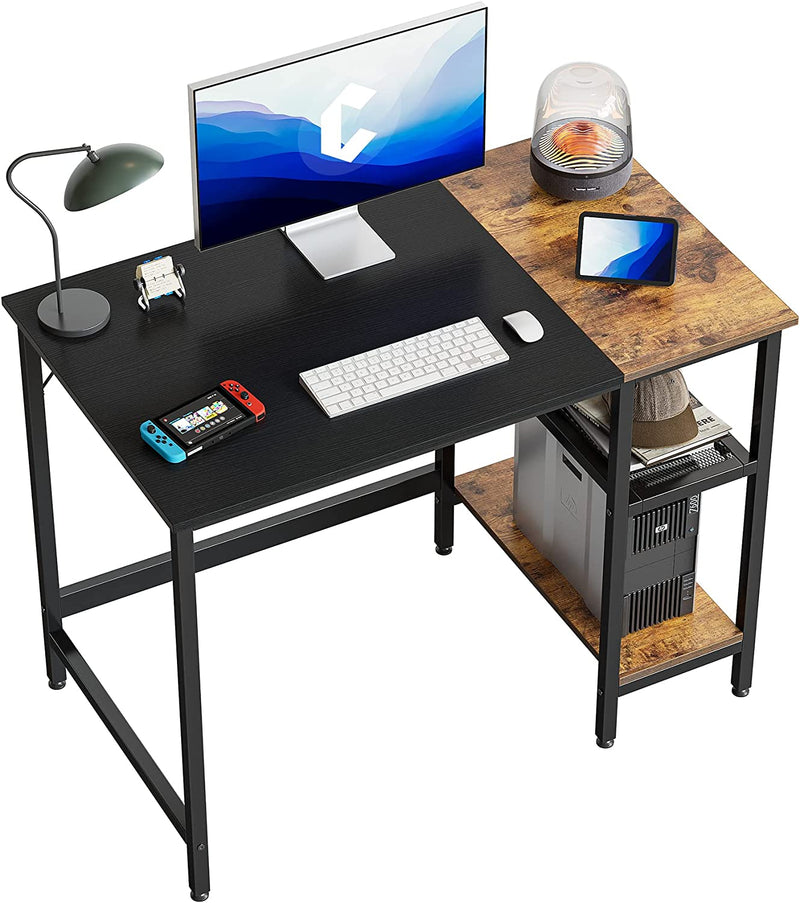Cubicubi Computer Home Office Desk, 63 Inch Small Desk Study Writing Table with Storage Shelves, Modern Simple PC Desk with Splice Board, Black/Brown Home & Garden > Household Supplies > Storage & Organization CubiCubi Black/Brown 40 inch 