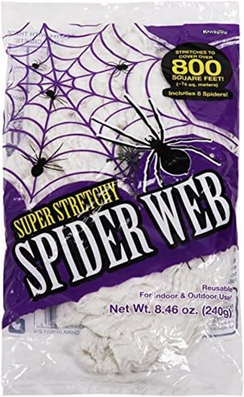 Kangaroo Spider Webs & Fake Spiders for Halloween Decorations Indoor & Outdoor I Spooky 200 Square Feet Cobweb Halloween Party Decorations I Giant Spider Web Decoration for Scary Halloween Decorations  Kangaroo Manufacturing Large - 800 Square Feet  