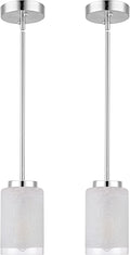 Youroke Indoor Pendant Light Fixtures 2-Pack, Adjustable Brushed Nickel Kitchen Island Hanging Lights Vintage Lamp, Mini Pendant Lights with White Frosted Glass Shade for Bedroom Living Room Hallway Home & Garden > Lighting > Lighting Fixtures Youroke White Linen Glass  