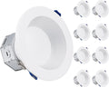 TORCHSTAR 8-Pack 5CCT 6 Inch LED Integrated Canless LED Recessed Lighting with J-Box, Anti-Glare Deep Baffle Trim, CRI90 Dimmable Ceiling Downlight, JA8 ETL ES, Air Tight IC Rated, 27K/3K/35K/4K/5K Home & Garden > Lighting > Flood & Spot Lights TORCHSTAR Warm White (3000K) 4 Inch 