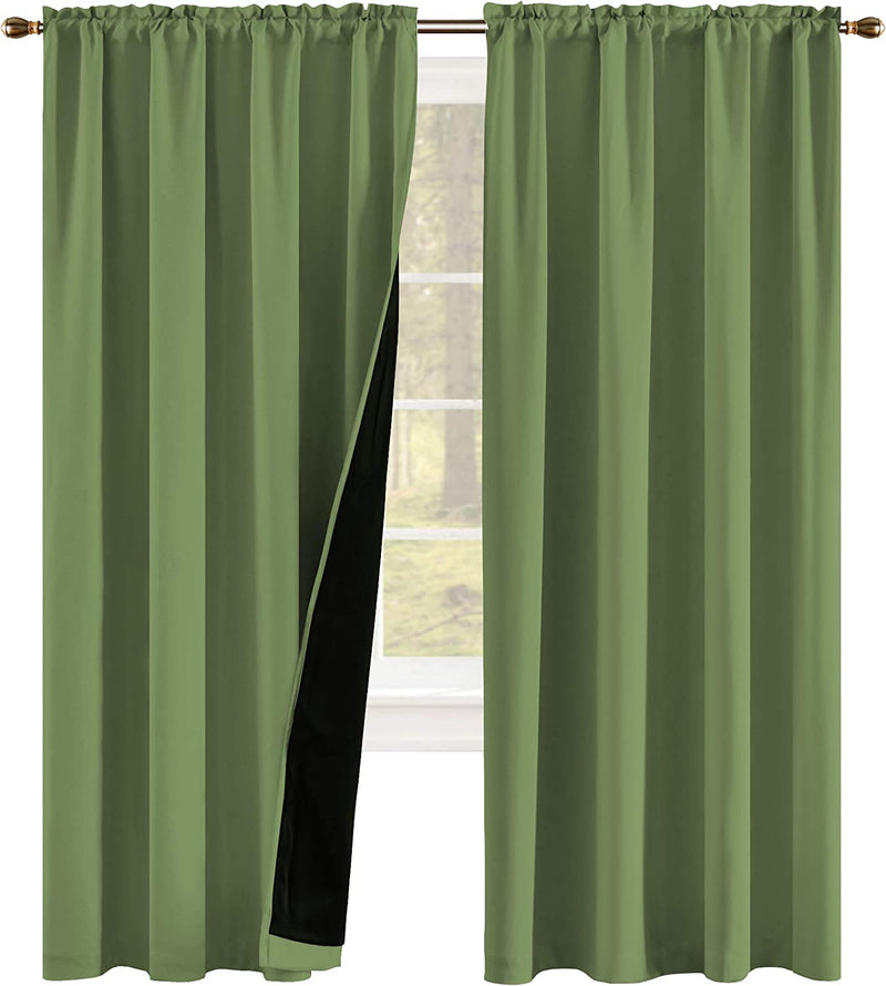 Coral 100PCT Blackout Curtains Bedroom Drapes - Totally Darkness Panels Thermal Insulated Lined Rod Pocket Curtains for Kids Room( 2 Panels 42 by 45 Inch) Home & Garden > Decor > Window Treatments > Curtains & Drapes KEQIAOSUOCAI Sage W42" X L96" 