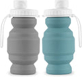 SPECIAL MADE 2Pack Collapsible Water Bottles Leakproof Valve Reusable BPA Free Silicone Foldable Water Bottle for Sport Gym Camping Hiking Travel Sports Lightweight Durable 20Oz 600Ml Sporting Goods > Outdoor Recreation > Winter Sports & Activities SPECIAL MADE green+grey 11oz  