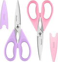 Kitchen Shears, Ibayam Kitchen Scissors Heavy Duty Meat Scissors Poultry Shears, Dishwasher Safe Food Cooking Scissors All Purpose Stainless Steel Utility Scissors, 2-Pack (Black Red, Black Gray) Home & Garden > Kitchen & Dining > Kitchen Tools & Utensils iBayam Pastel Pink, Soft Purple  