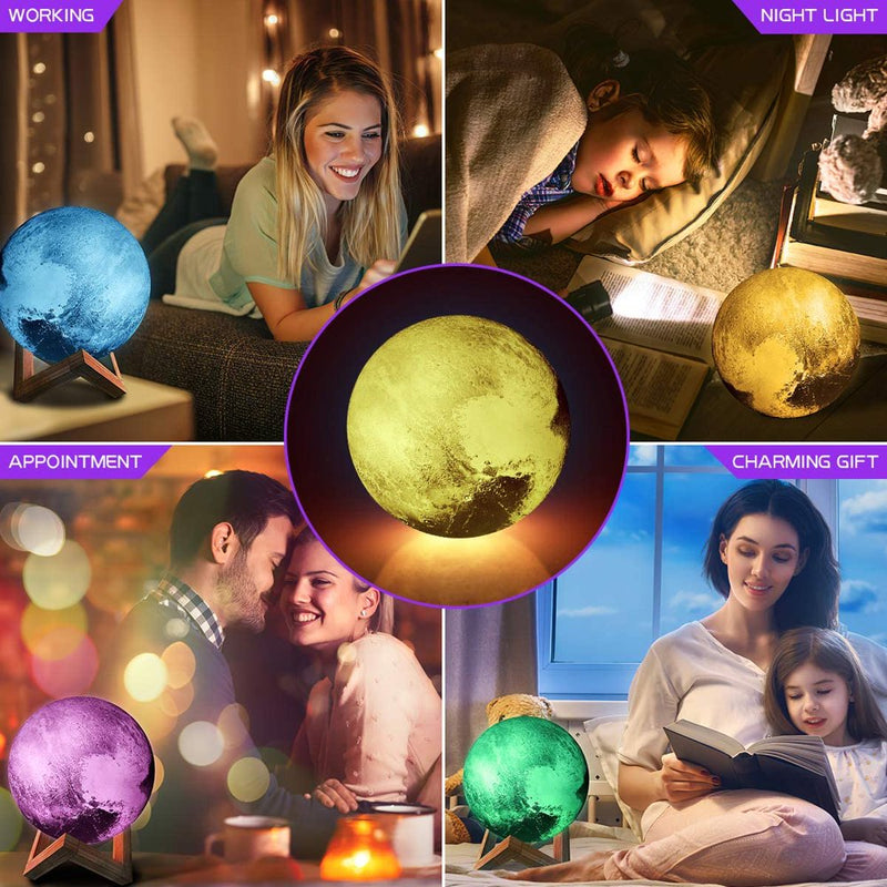 Moon Lamp, 16 Colors 5.9 Inch 3D Print LED Galaxy Moon Light Dimmable Remote Touch Tap Control& USB Rechargeable, Night Lights for Kids Lover Friends Valentine'S Day Birthday Christmas Gifts