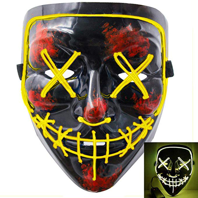 Halloween Mask Led Light up Scary Mask for Festival Cosplay Halloween Masquerade Costume Parties Black Apparel & Accessories > Costumes & Accessories > Masks KAWELL Yellow  