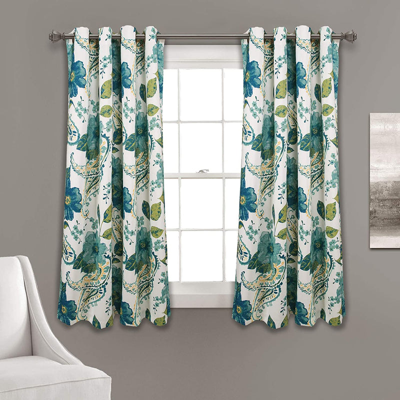 Lush Decor Floral Paisley Window Curtain Panel (Set of 2), 84 in X 52 Pair, Blue Home & Garden > Decor > Window Treatments > Curtains & Drapes Triangle Home Fashions Blue 63 in x 52 in Panel Pair 