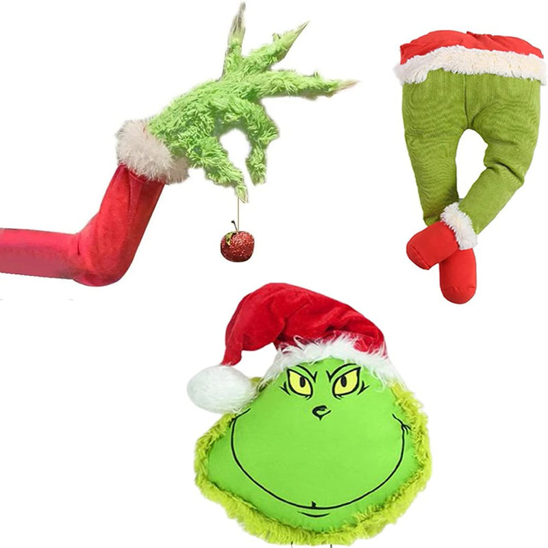 Grinch Christmas Tree Decoration, 3PCS Green Monster Decor Set, 23Inch Grinch Head Arms and Legs Plush Toys for Home Indoors Xmas Tree Oranment Home Home & Garden > Decor > Seasonal & Holiday Decorations& Garden > Decor > Seasonal & Holiday Decorations ULTHOOL   