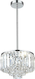 Cargifak Crystal Chandelier, 4-Tier Modern Chandelier with Polished Chrome Finish, Pendant Light for Dinning Room Kitchen Island Bedroom Entryway, CC4215-3W-PC Home & Garden > Lighting > Lighting Fixtures > Chandeliers Cargifak Polished Chrome  