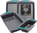 Gorilla Grip Nonstick, Heavy Duty, Carbon Steel Bakeware Sets, 4 Piece Kitchen Baking Set, Rust Resistant, Silicone Handles, 2 Large Cookie Sheets, 1 Roasting Pan and 1 Bread Loaf Pan, Turquoise Home & Garden > Kitchen & Dining > Cookware & Bakeware Hills Point Industries, LLC Turquoise Bakeware Sets Set of 4