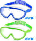 COOLOO Kids Swim Goggles for Age 3-15, 2 Pack Kids Goggles for Swimming with Nose Cover, No Leaking, Anti-Fog, Waterproof Sporting Goods > Outdoor Recreation > Boating & Water Sports > Swimming > Swim Goggles & Masks COOLOO D. Wv-blue+green  