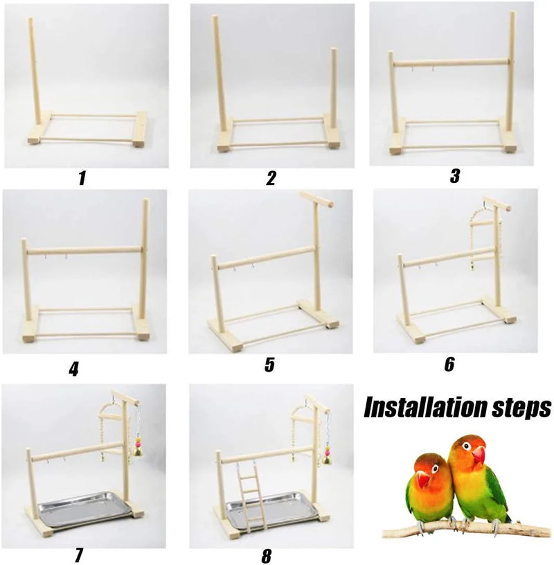 Parrot Playstand,Wooden Bird Playground Playpen Play Gym Training Perch Platform Hanging Cage Climbing Ladder Ramp Chew Exercise Toy with Feeder Cups for Small Budgies Parakeet Cockatiel Conure Animals & Pet Supplies > Pet Supplies > Bird Supplies Tfwadmx   