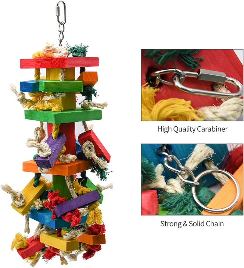 RUBY.Q Large Parrot Toy, 20In Bird Parrot Toy, Multicolored Natural Wooden Bird Chewing Toys for Large Macaws, African Grey and a Variety of Parrots (1 Pack) Animals & Pet Supplies > Pet Supplies > Bird Supplies > Bird Toys RUBY.Q   