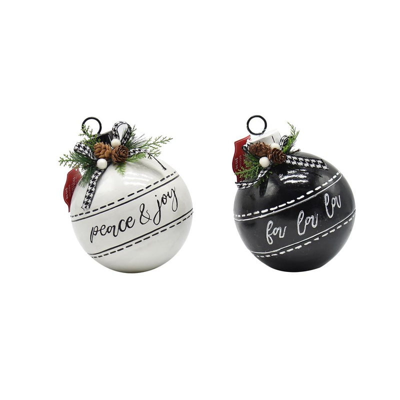 Holiday Time 5.9" Black and White Resin Peace and Fa La La Ornaments Decoration, 2 Count Home & Garden > Decor > Seasonal & Holiday Decorations& Garden > Decor > Seasonal & Holiday Decorations -   