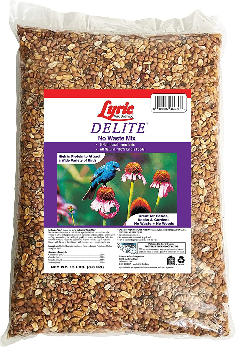 Lyric Delite Wild Bird Seed, No Waste Bird Food Mix with Shell-Free Nuts and Seeds, 5 Lb. Bag Animals & Pet Supplies > Pet Supplies > Bird Supplies > Bird Food Lebanon Seaboard Corporation Mix 15 lb 