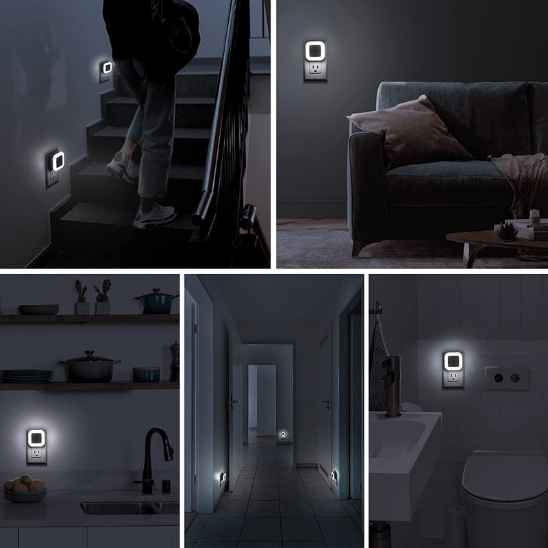 SYCEES LED Night Light, Plug into Wall, Dusk to Dawn Sensor, Compact Size, Energy Efficient, Long-Life, Night Lights for Hallway, Stairs, Kitchen, Bathroom, Bedroom, Nursery, Daylight White, 6-Pack Home & Garden > Lighting > Night Lights & Ambient Lighting GPDFG2   