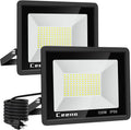 Ceena 2 Pack 60W Plug in LED Flood Light Outdoor and Indoor, 6000Lm Super Bright Floodlight with Switch and 68" Wire, IP66 Waterproof 6000K LED Work Light for Garage, Backyard, Shop, Stadium Home & Garden > Lighting > Flood & Spot Lights Ceena 120W Black  