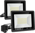 Ceena 2 Pack 60W Plug in LED Flood Light Outdoor and Indoor, 6000Lm Super Bright Floodlight with Switch and 68" Wire, IP66 Waterproof 6000K LED Work Light for Garage, Backyard, Shop, Stadium Home & Garden > Lighting > Flood & Spot Lights Ceena 60W Black  