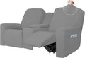 Easy-Going 1 Piece Stretch Reclining Loveseat with Middle Console Slipcover, 2 Seater Loveseat Recliner Cover with Cup Holder and Storage, Recliner Couch Sofa Cover, Furniture Protector Black Home & Garden > Decor > Chair & Sofa Cushions Easy-Going Light Gray  