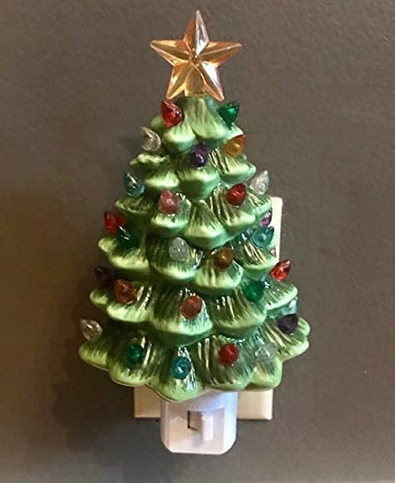 Ceramic Christmas Tree Night Light - Green