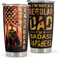Macorner Gifts for Men - Birthday Gifts for Dad & Fathers Day Gift from Daughter Son - Stainless Steel American Flag Tumbler Cup 20Oz for Men - Christmas Gifts for Men Dad Papa Grandpa Uncle Stepdad Home & Garden > Kitchen & Dining > Tableware > Drinkware Macorner A1-Father Bear  