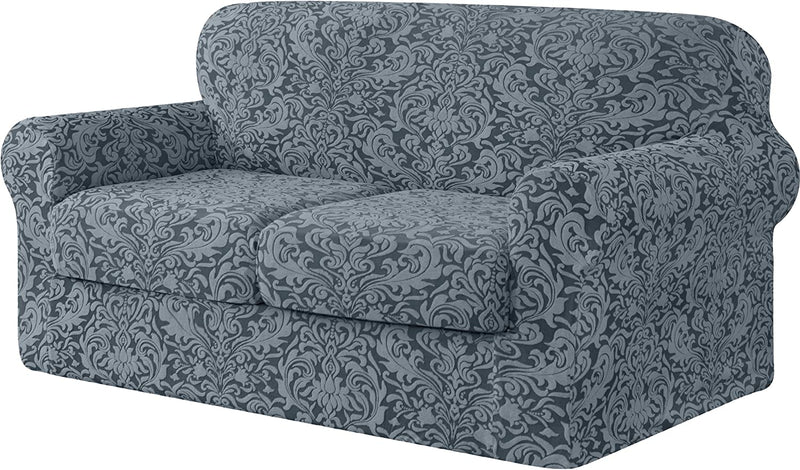 SUBRTEX Sofa Cover Stretch Jacquard Couch Slipcover with 3 Separate Cushion Geometric Patchwork Pattern Design Sofa Slipcover Washable Furniture Protector for Pets Kids(Large, Patchwork Grey) Home & Garden > Decor > Chair & Sofa Cushions SUBRTEX   
