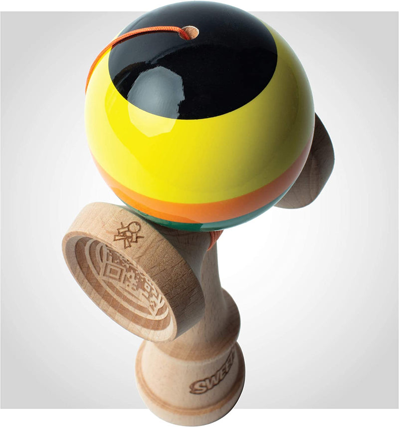 Sweets Kendamas 5-Stripe Prime Kendama - All Levels, Stripe Design, Extra String Accessory Bundle (Poncho) Sporting Goods > Outdoor Recreation > Winter Sports & Activities Sweets Kendamas   