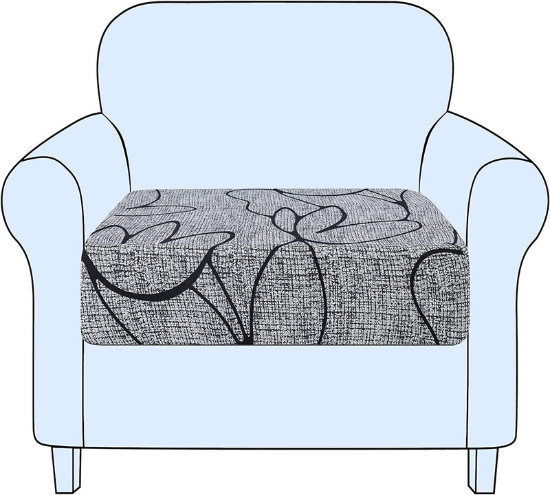 NIBESSER Sofa Couch Cushion Covers Printed Replacement Chair Cushion Slipcovers Soft Stretch Sofa Seat Cover Furniture Protector Sofa Slipcover with Elastic Bottom(Small, Beige) Home & Garden > Decor > Chair & Sofa Cushions NIBESSER Grey/Black Small-1 Seater 