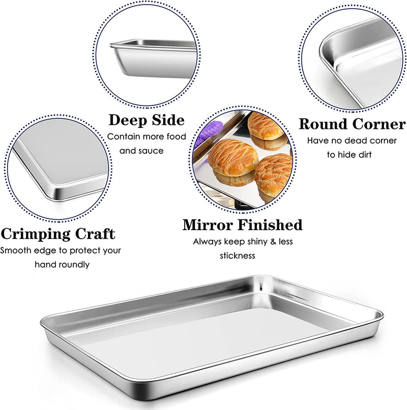 P&P CHEF Baking Cookie Sheet Set of 2, Stainless Steel Baking Sheets Pan Oven Tray, Rectangle 16”X12”X1”, Non Toxic & Durable Use, Mirror Finished & Easy Clean Home & Garden > Kitchen & Dining > Cookware & Bakeware P&P CHEF   