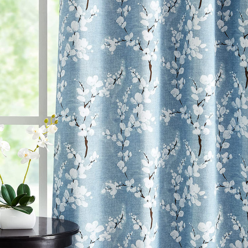 Full Blackout Curtains for Living-Room 84Inch Length Orange and Teal Jacobean Design Thermal Insulated Window Panels for Bedroom Vintage Floral Multi Curtain Panels Country Flower Grommet Top 2Pcs Home & Garden > Decor > Window Treatments > Curtains & Drapes FMFUNCTEX Blossom/ Blue 50"W x 84"L 
