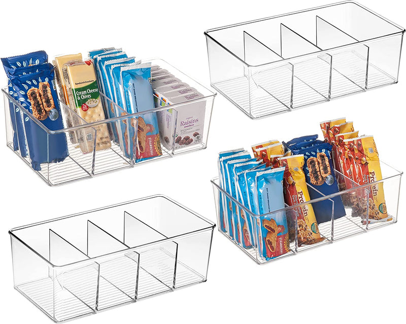 Clearspace Plastic Pantry Organization and Storage Bins with Dividers – Perfect Kitchen Organization or Kitchen Storage – Fridge Organizer, Refrigerator Organizer Bins, Cabinet Organizers