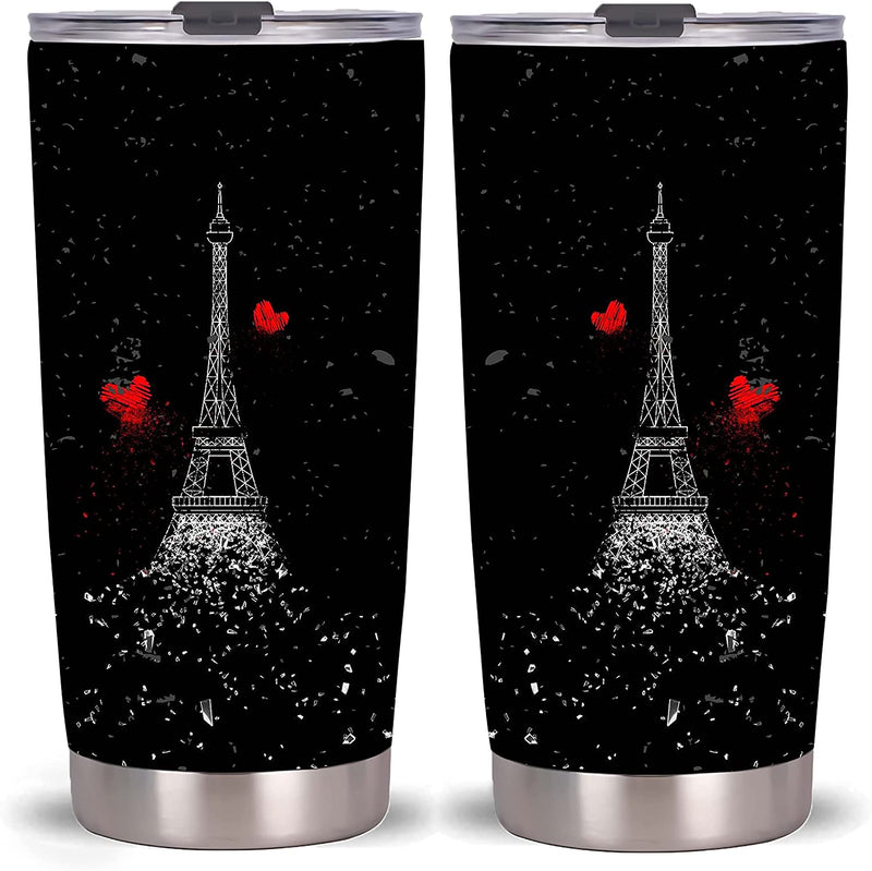 Qdkva Tropical Flower 20Oz Tumbler Cup Vacuum Insulated Stainless Steel Coffee Travel Mug with Lid Good Things Will Happen (Black Tropical Flower) Home & Garden > Kitchen & Dining > Tableware > Drinkware Qdkva Smash Tower Love Tumbler  
