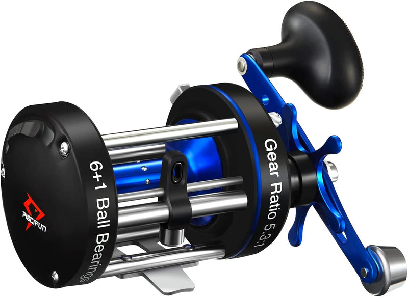 Piscifun Chaos XS round Baitcaster Reel, Reinforced Metal Body Baitcasting Fishing Reel, Smooth Powerful Saltwater Inshore Surf Trolling Reel, Conventional Reel for Catfish, Musky, Bass, Pike Sporting Goods > Outdoor Recreation > Fishing > Fishing Reels Piscifun 60 Left Handed  