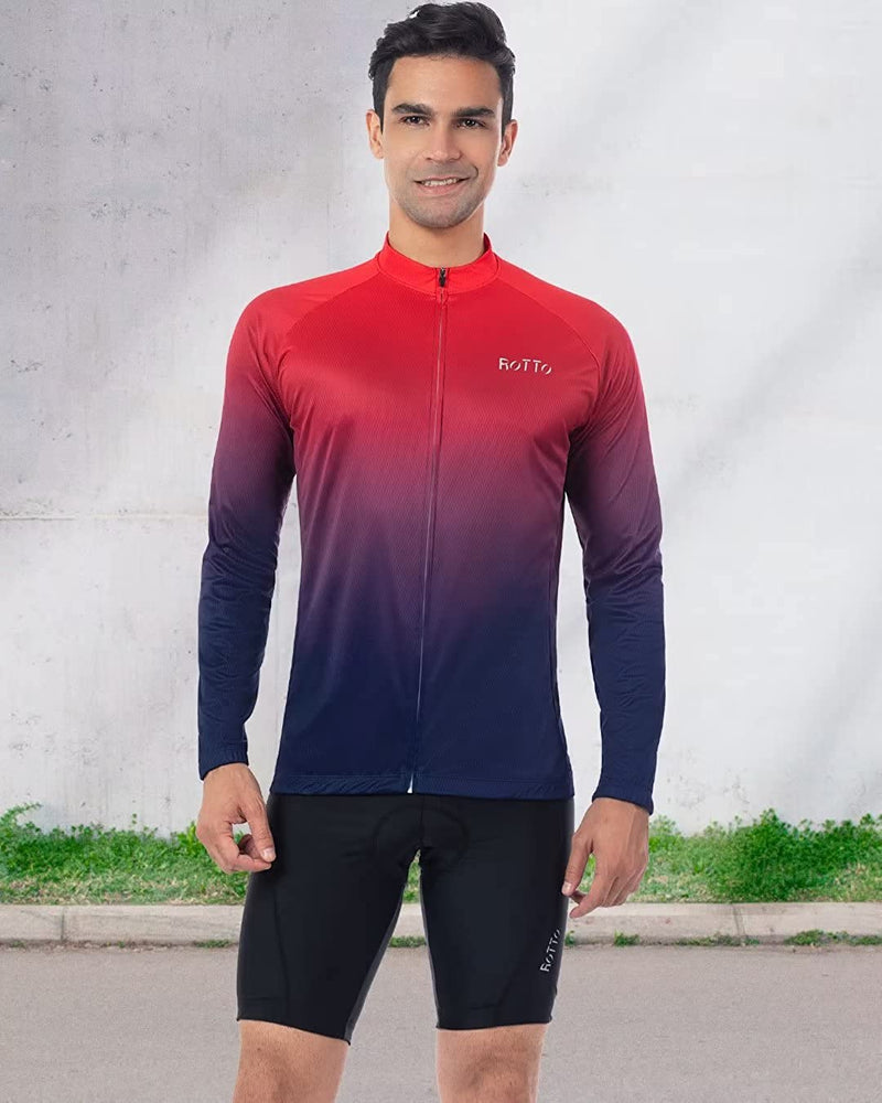 ROTTO Cycling Jersey Mens Bike Shirt Long Sleeve Gradient Color Series Sporting Goods > Outdoor Recreation > Cycling > Cycling Apparel & Accessories ROTTO   
