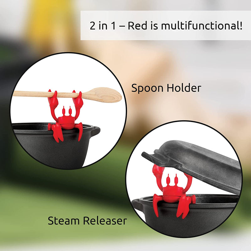 OTOTO Red the Crab Silicone Utensil Rest - Kitchen Gifts, Silicone Spoon Rest for Stove Top - Heat-Resistant Kitchen and Grill Utensil Holder - Non-Slip Spoon Holder Stove Organizer, Steam Releaser Home & Garden > Kitchen & Dining > Kitchen Tools & Utensils OTOTO   