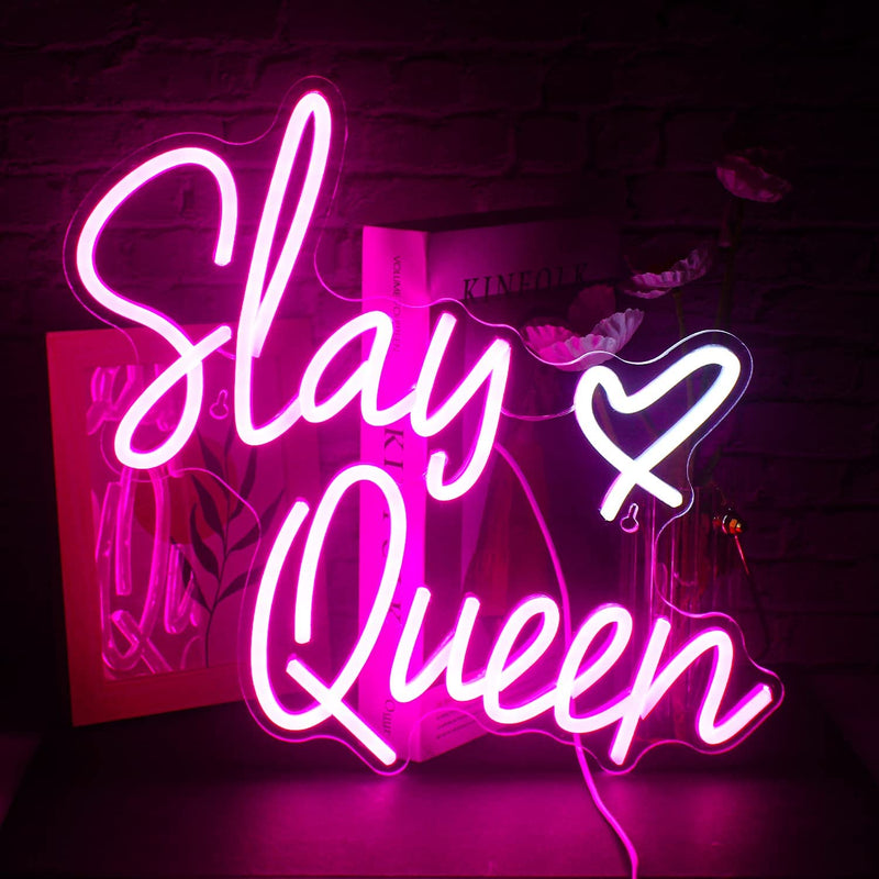 FAXFSIGN the Best Is yet to Come Neon Sign White Letter Led Neon Lights for Wall Decor Usb Word Light up Signs for Bedroom Home Bar Wedding Birthday Party Kids Room Teens Gifts  FAXFSIGN Slay Queen Pink  