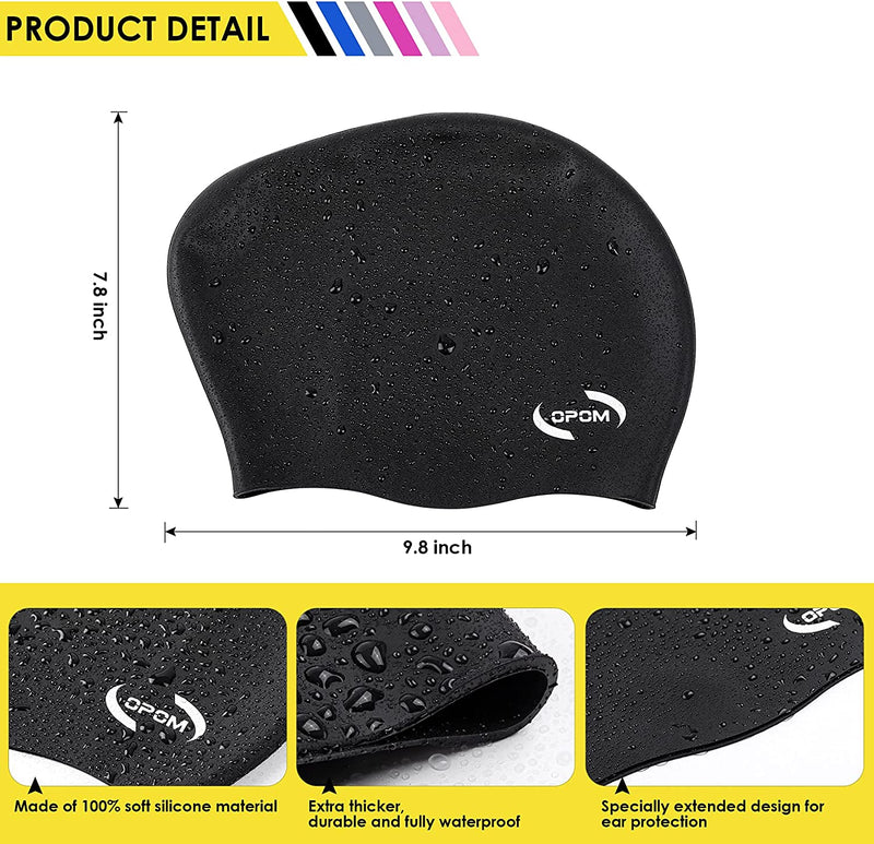 OPOM Swim Caps for Women and Men Unisex Adults, High Elasticity Thick Silicone Swim Cap for Long Hair , Bathing Swimming Cap with Ear Plugs and Nose Clip, Keep Your Hair Dry Sporting Goods > Outdoor Recreation > Boating & Water Sports > Swimming > Swim Caps OPOM   