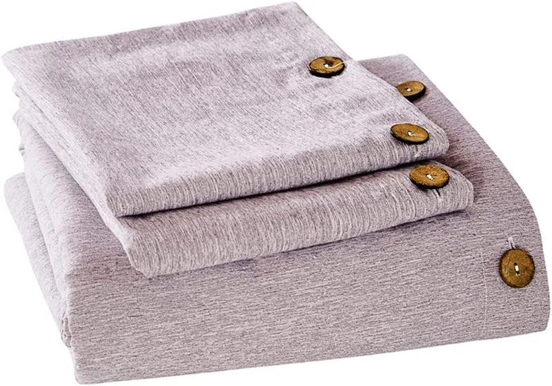 MUKKA Duvet Cover Set King Size (104*90 Inches) Heather Grey Coconut Button Closure Linen like Chambray Modern Style Elegant Soft Luxury& Breathable Comforter Covers Easy Care